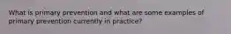 What is primary prevention and what are some examples of primary prevention currently in practice?