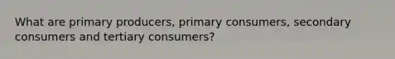 What are primary producers, primary consumers, secondary consumers and tertiary consumers?