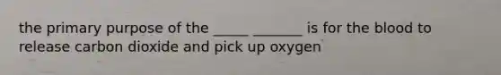 the primary purpose of the _____ _______ is for the blood to release carbon dioxide and pick up oxygen