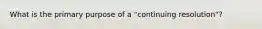 What is the primary purpose of a "continuing resolution"?