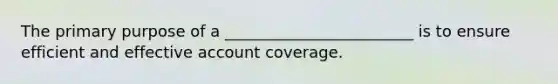 The primary purpose of a​ ________________________ is to ensure efficient and effective account coverage.