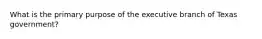 What is the primary purpose of the executive branch of Texas government?