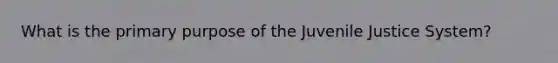 What is the primary purpose of the Juvenile Justice System?