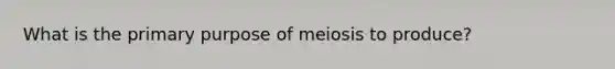 What is the primary purpose of meiosis to produce?