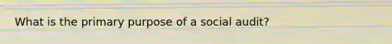 What is the primary purpose of a social audit?