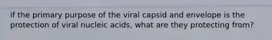 if the primary purpose of the viral capsid and envelope is the protection of viral nucleic acids, what are they protecting from?