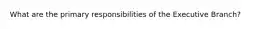 What are the primary responsibilities of the Executive Branch?