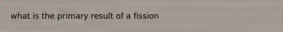 what is the primary result of a fission