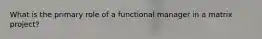 What is the primary role of a functional manager in a matrix project?