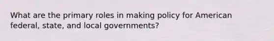 What are the primary roles in making policy for American federal, state, and local governments?