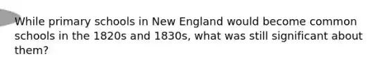 While primary schools in New England would become common schools in the 1820s and 1830s, what was still significant about them?