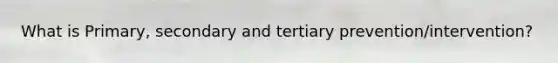 What is Primary, secondary and tertiary prevention/intervention?