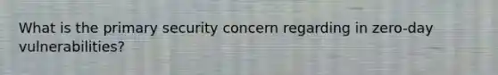 What is the primary security concern regarding in zero-day vulnerabilities?