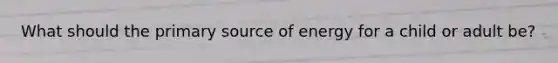 What should the primary source of energy for a child or adult be?