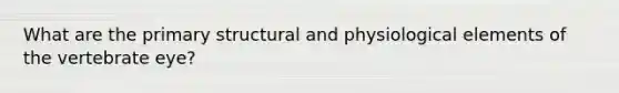 What are the primary structural and physiological elements of the vertebrate eye?