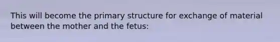 This will become the primary structure for exchange of material between the mother and the fetus: