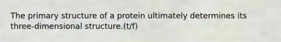 The primary structure of a protein ultimately determines its three-dimensional structure.(t/f)