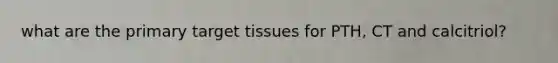 what are the primary target tissues for PTH, CT and calcitriol?
