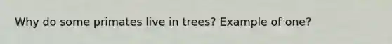 Why do some primates live in trees? Example of one?