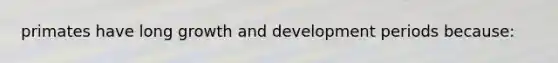 primates have long growth and development periods because: