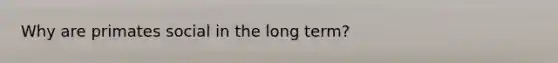 Why are primates social in the long term?
