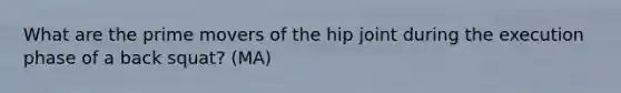 What are the prime movers of the hip joint during the execution phase of a back squat? (MA)