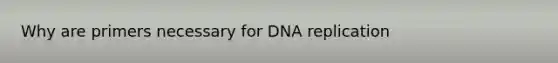 Why are primers necessary for DNA replication