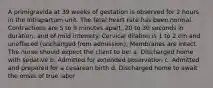 A primigravida at 39 weeks of gestation is observed for 2 hours in the intrapartum unit. The fetal heart rate has been normal. Contractions are 5 to 9 minutes apart, 20 to 30 seconds in duration, and of mild intensity. Cervical dilation is 1 to 2 cm and uneffaced (unchanged from admission). Membranes are intact. The nurse should expect the client to be: a. Discharged home with sedative b. Admitted for extended observation c. Admitted and prepared for a cesarean birth d. Discharged home to await the onset of true labor