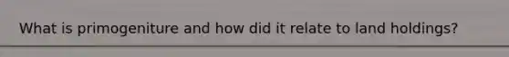 What is primogeniture and how did it relate to land holdings?