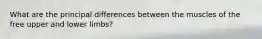 What are the principal differences between the muscles of the free upper and lower limbs?