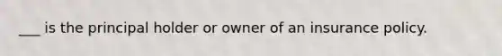 ___ is the principal holder or owner of an insurance policy.