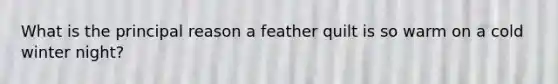 What is the principal reason a feather quilt is so warm on a cold winter night?