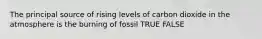 The principal source of rising levels of carbon dioxide in the atmosphere is the burning of fossil TRUE FALSE