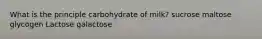 What is the principle carbohydrate of milk? sucrose maltose glycogen Lactose galactose