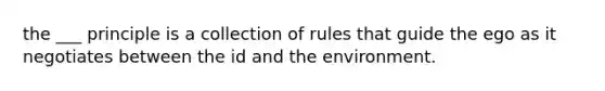 the ___ principle is a collection of rules that guide the ego as it negotiates between the id and the environment.