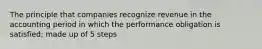 The principle that companies recognize revenue in the accounting period in which the performance obligation is satisfied; made up of 5 steps