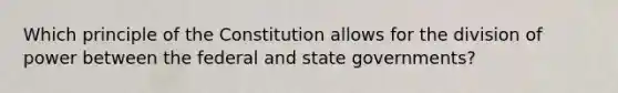 Which principle of the Constitution allows for the division of power between the federal and state governments?