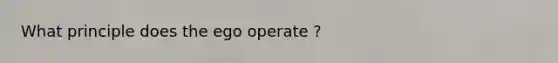 What principle does the ego operate ?