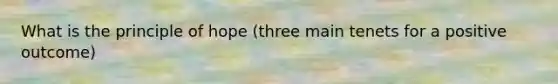 What is the principle of hope (three main tenets for a positive outcome)