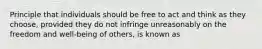 Principle that individuals should be free to act and think as they choose, provided they do not infringe unreasonably on the freedom and well-being of others, is known as