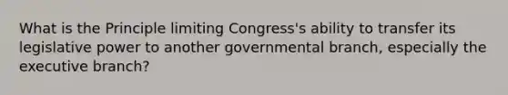 What is the Principle limiting Congress's ability to transfer its legislative power to another governmental branch, especially the executive branch?