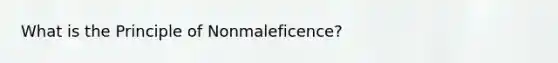 What is the Principle of Nonmaleficence?