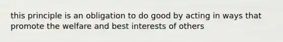 this principle is an obligation to do good by acting in ways that promote the welfare and best interests of others