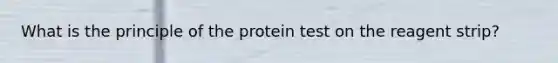 What is the principle of the protein test on the reagent strip?