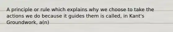 A principle or rule which explains why we choose to take the actions we do because it guides them is called, in Kant's Groundwork, a(n)