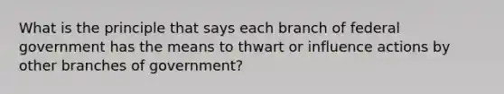 What is the principle that says each branch of federal government has the means to thwart or influence actions by other branches of government?