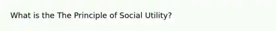 What is the The Principle of Social Utility?