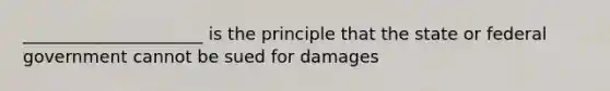 _____________________ is the principle that the state or federal government cannot be sued for damages