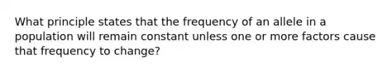 What principle states that the frequency of an allele in a population will remain constant unless one or more factors cause that frequency to change?