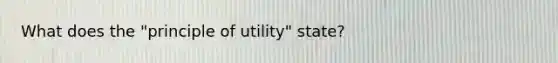 What does the "principle of utility" state?